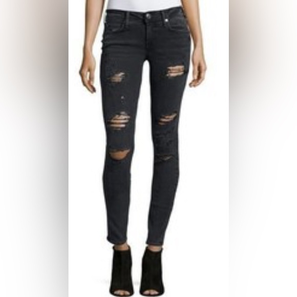True Religion Denim - True Religion Black Casey Low Rise Super Skinny Jeans